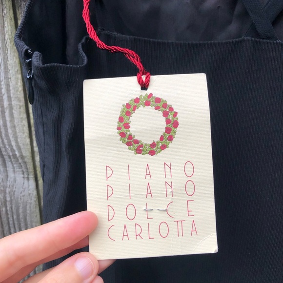 Piano Piano Dolce Carlotta Tiered Maxi Dress Size 12 Black Deadstock Sleeveless - Picture 9 of 15